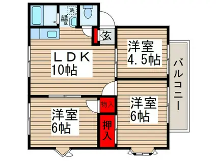 サンハイツ大津ヶ丘1(3LDK/1階)の間取り写真