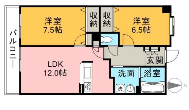 タロックス新居浜(2LDK/6階)の間取り写真