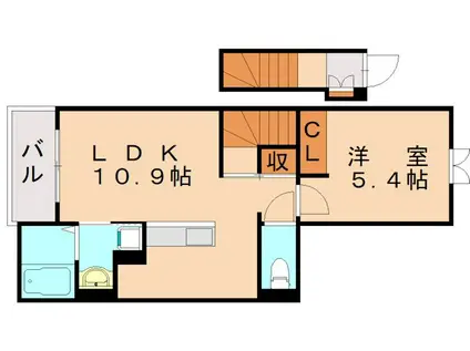 ジュネス(1LDK/2階)の間取り写真