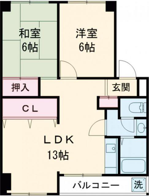 シャンボール鶴見(2LDK/2階)の間取り写真