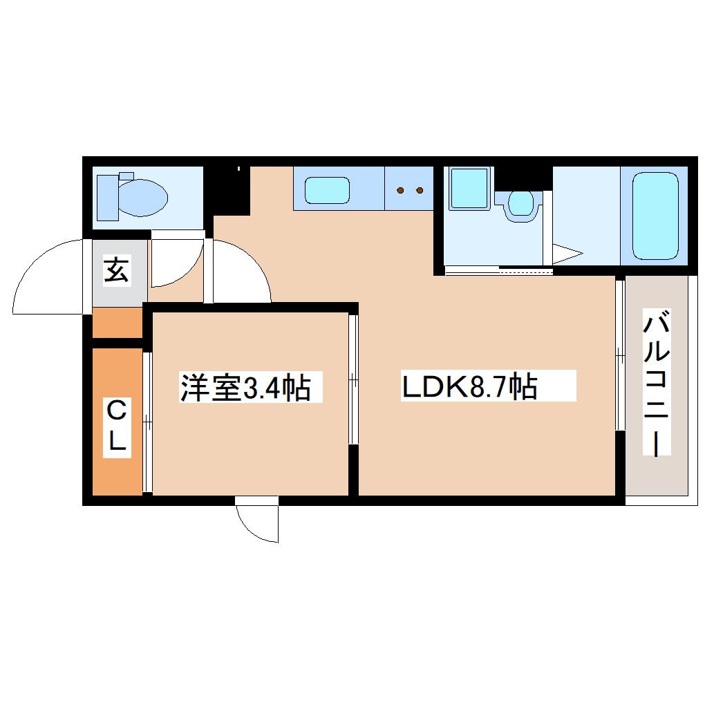 FORER平成(1LDK/3階)の間取り写真