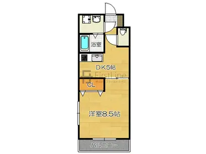 エスポアール(1DK/3階)の間取り写真