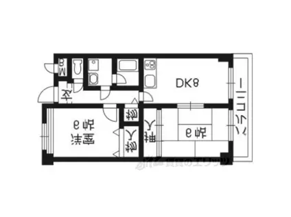 カルモ中村(2DK/4階)の間取り写真