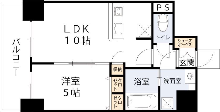 CAVANA梅田北(1LDK/12階)の間取り写真