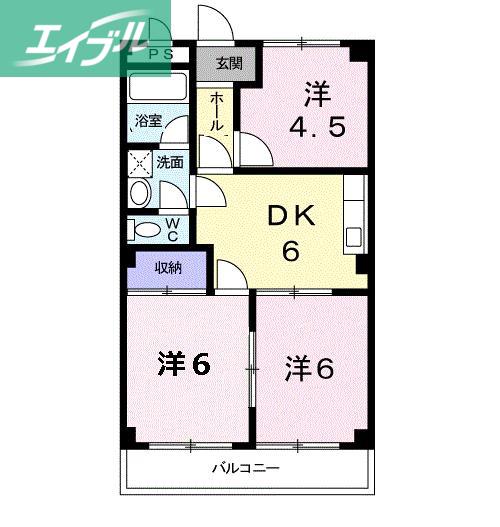 ニューハートランド(3DK/2階)の間取り写真