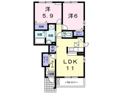 プラシード細木A(2LDK/1階)の間取り写真