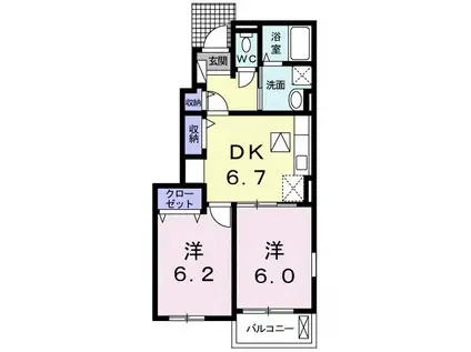 フォルムMモデナ III(2DK/1階)の間取り写真