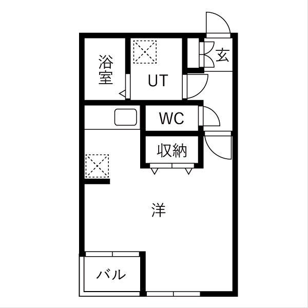 レアルグレイス(ワンルーム/1階)の間取り写真