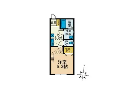 レゴリス湘南(1K/1階)の間取り写真