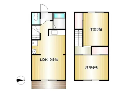 グリーンハイツ塩津 メゾネット(2LDK/1階)の間取り写真