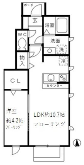 カーサラメット(1LDK/1階)の間取り写真