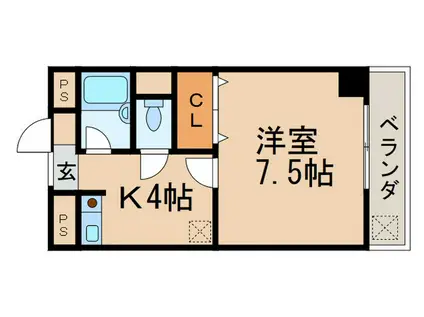 メリーハウス(1K/2階)の間取り写真