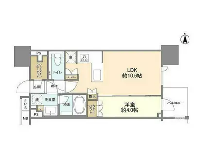 ブランズ東麻布(1LDK/7階)の間取り写真
