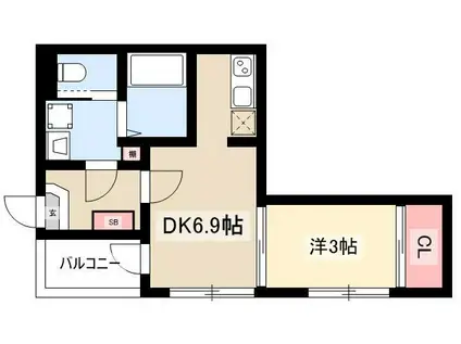 HT児玉IV(1DK/3階)の間取り写真