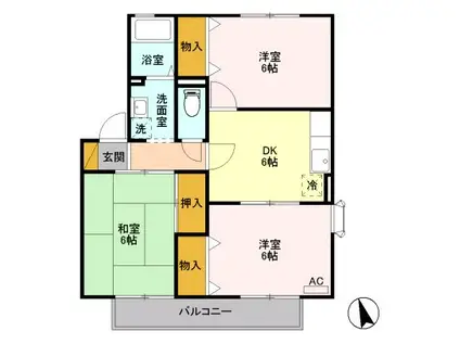 ネオ・アヴァンセ五代壱番館(3DK/2階)の間取り写真