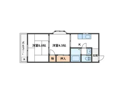 リバーサイド谷津田(2K/2階)の間取り写真