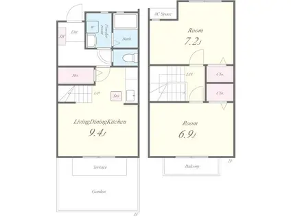 エスポアールナカタニ(2LDK/1階)の間取り写真