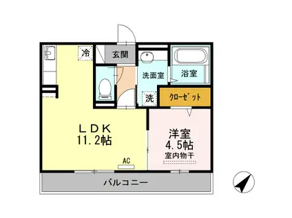 ブルーノ千代田(1LDK/3階)の間取り写真