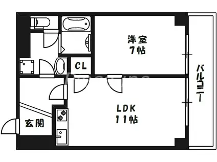 ジオナ天神橋(1LDK/3階)の間取り写真
