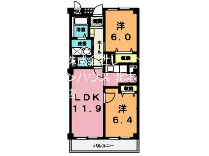 グランナチュール(2LDK/1階)の間取り写真