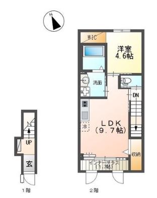 ラクードシャB(1LDK/2階)の間取り写真