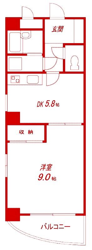 ローリエ仲町台(1DK/3階)の間取り写真