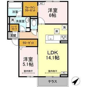 恵比寿の森(2LDK/1階)の間取り写真