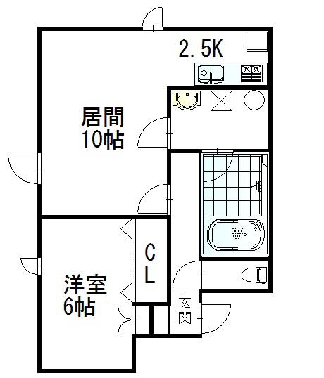 DS亀吉(1LDK/2階)の間取り写真