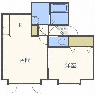 フリーダムハイツN(1LDK/3階)の間取り写真