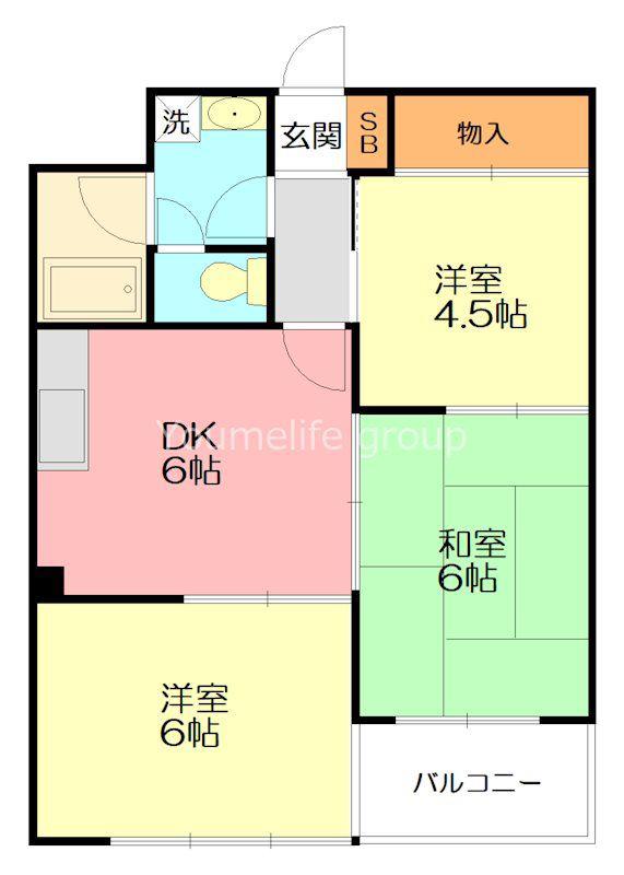 セレーノ東町II(3DK/3階)の間取り写真