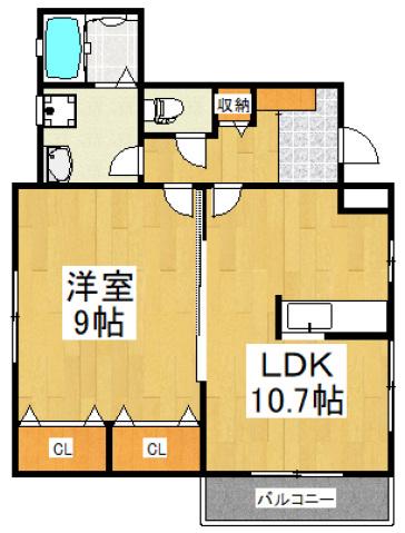 レーヴ・エスポワール(1LDK/2階)の間取り写真