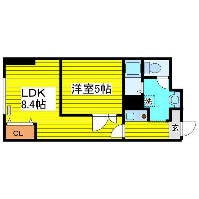 メトロノーム(1LDK/4階)の間取り写真