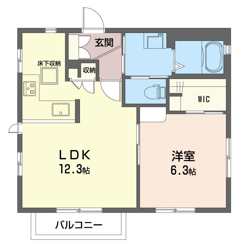 グリシーナB(1LDK/1階)の間取り写真