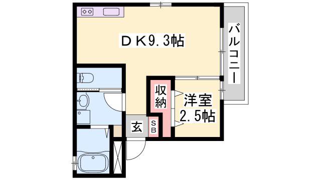 ルミエール神屋町(1DK/3階)の間取り写真