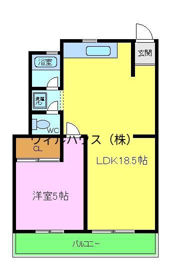 パークハイツ浜寺(1LDK/3階)の間取り写真