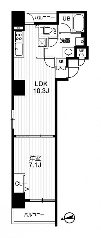 AR向島(1LDK/11階)の間取り写真