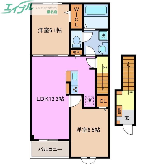 フェリーチェ七和 II(2LDK/2階)の間取り写真