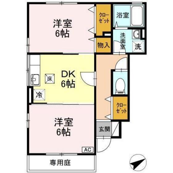 ヴィラ住吉 A棟(2DK/1階)の間取り写真