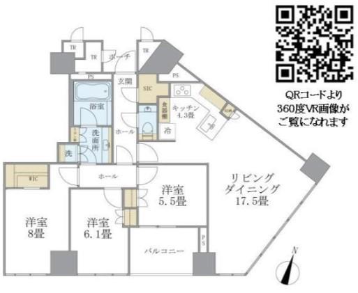 BRILLIA一番町(3LDK/9階)の間取り写真