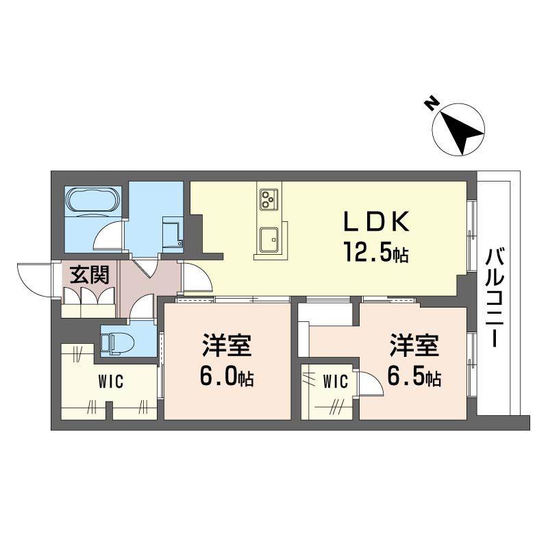 フェリシード野沢(2LDK/3階)の間取り写真
