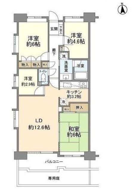 ハイラーク戸田公園(4LDK/1階)の間取り写真