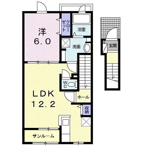 ソラーレ吉井I(1LDK/2階)の間取り写真