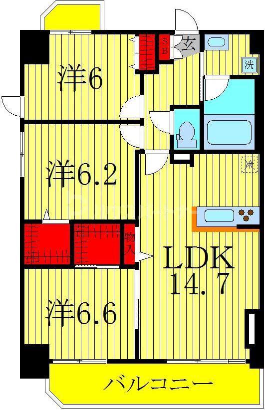 アンクレージュ(3LDK/7階)の間取り写真