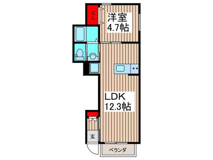 G BASE市川平田(1LDK/3階)の間取り写真