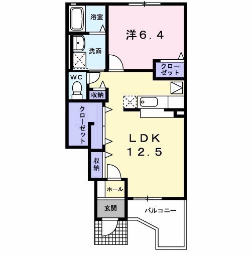 インフィニティ-B(1LDK/1階)の間取り写真