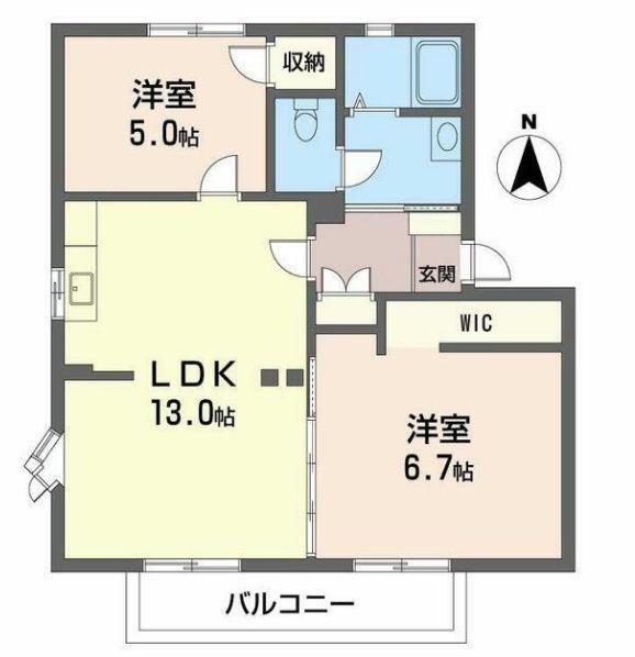 フレグランスイーストB(2LDK/1階)の間取り写真