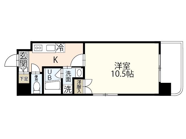 FLARE城北(1K/9階)の間取り写真