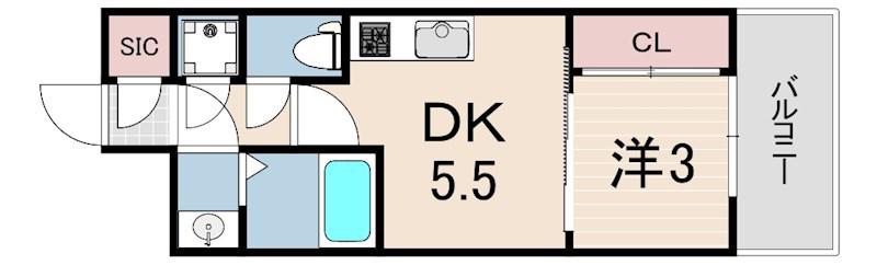 セレニテ神戸ミラク(1DK/11階)の間取り写真