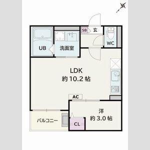 JACK MIYUKIHOMMACHIIII(1LDK/3階)の間取り写真