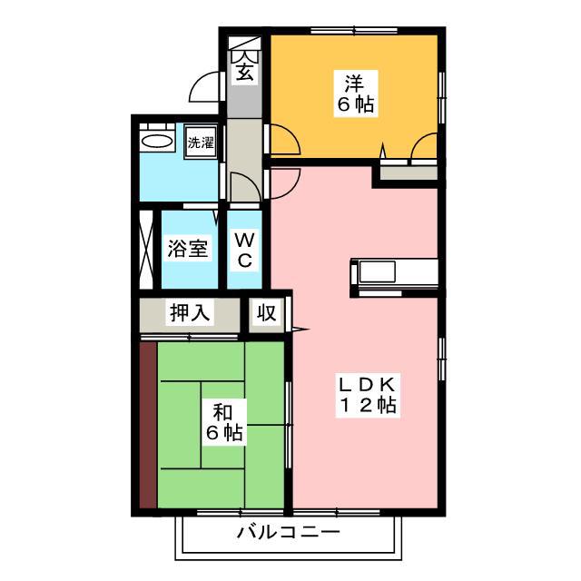 ヤマダ・ルネッサンス(2LDK/2階)の間取り写真